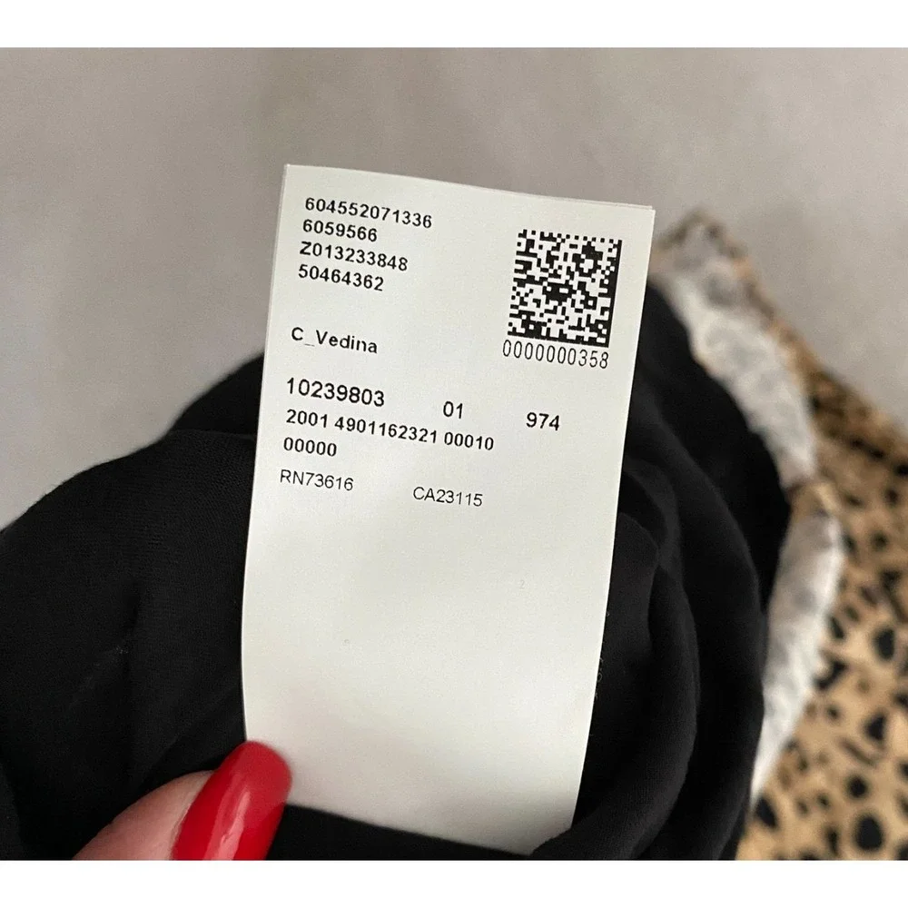 Hugo Boss Vedina Satin Leopard Spot Animal Print‎ Faux Wrap Skirt Size 8 NWOT